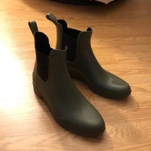 Olive green Chelsea rain boots JCREW